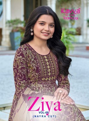 Kavya Ziya Volume 8 Nayra Cut Capsule Foil Print Kurti Pant with Chanderi Sequence Dupatta Set wholesale catalogs