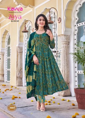 Kavya by Zoya vol 3 premium rayon foil print kurti pant and dupatta catalogue at low rate readymade suit catalogs