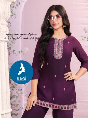 Kaya Angelina 2 Piece CoOrd Set Catalogue Top And Bottom Vichitra Kurti Catalogs Fabric Wholesale kurtis catalogs