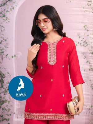 Kaya Angelina 2 Piece CoOrd Set Catalogue Top And Bottom Vichitra Kurti Catalogs Fabric Wholesale kurtis catalogs