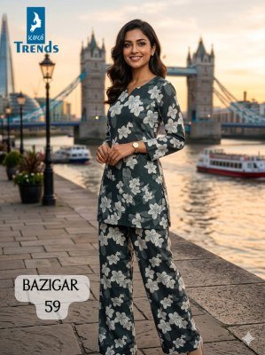 Kaya Bazigar 54–59 Heavy Rayon Printed Co-Ord Set Collection co ord set catalogs