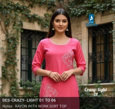 Kaya Crazy Light Rayon Embroidered Short Top Collection wholesale catalogs