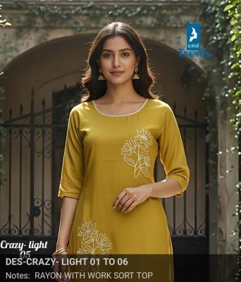 Kaya Crazy Light Rayon Embroidered Short Top Collection kurtis catalogs