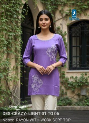 Kaya Crazy Light Rayon Embroidered Short Top Collection kurtis catalogs