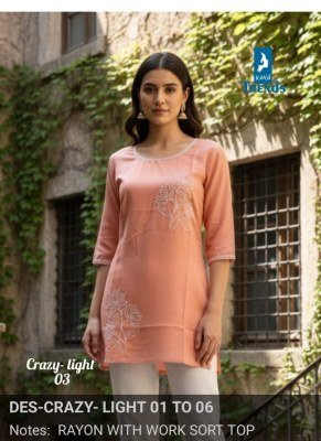 Kaya Crazy Light Rayon Embroidered Short Top Collection kurtis catalogs
