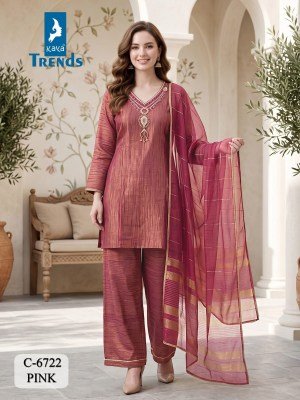 Kaya D.N. 6722 Salsa Silk 3-Piece Short Kurti Plazzo with Dupatta 