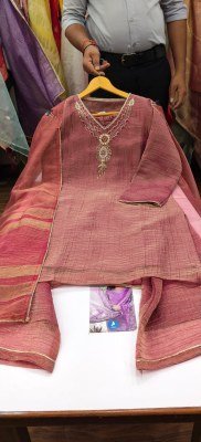 Kaya D.N. 6722 Salsa Silk 3-Piece Short Kurti Plazzo with Dupatta Size wise Combo Set