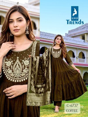 Kaya D.N. 6737 Frill Gagri Full Ghera 3-Piece Suit with Dupatta 