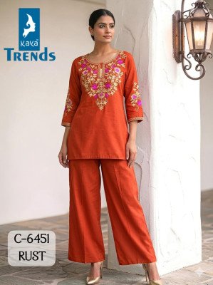 Kaya D.No. 6451 Rayon Two-Piece Collection with Sleeves Work kurtis catalogs