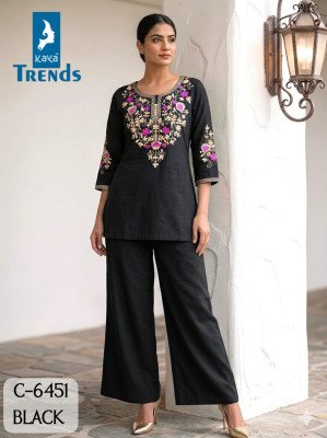 Kaya D.No. 6451 Rayon Two-Piece Collection with Sleeves Work kurtis catalogs