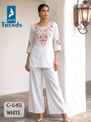 Kaya D.No. 6451 Rayon Two-Piece Collection with Sleeves Work kurtis catalogs