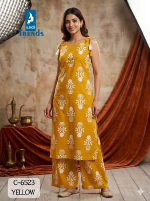 Kaya D.No. 6523 Pure Cotton Manual Work Two-Piece Palazzo Set 