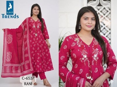 Kaya D.No. 6537 Cotton Handwork & Embroidery 3-Piece Suit Set readymade suit catalogs