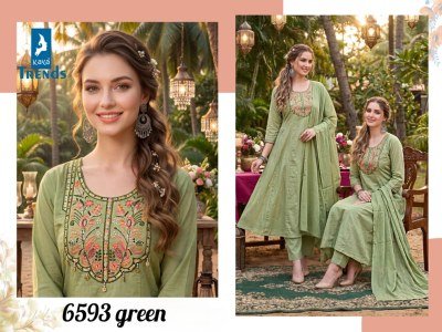 Kaya DN 6593 Pure Cotton Heavy Embroidery Work 3 Piece Suit Set with Dupatta 