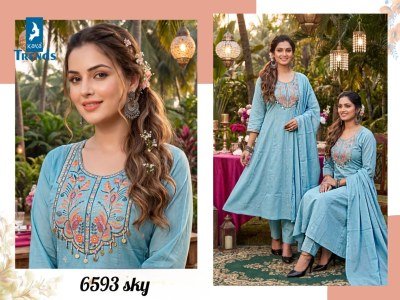 Kaya DN 6593 Pure Cotton Heavy Embroidery Work 3 Piece Suit Set with Dupatta kurti pant with dupatta Catalogs