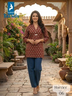 Kaya Harrier Pure Cotton Katha Work Short Top Collection wholesale catalogs