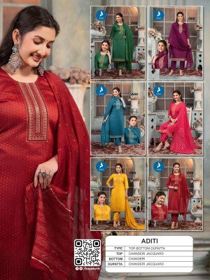 Kaya Kurti Aditi Chanderi Jacquard Kurti, Straight Cut with Matching Bottom And Chanderi Jacquard Dupatta  Wholesale kurtis catalogs