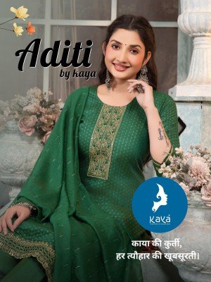 Kaya Kurti Aditi Chanderi Jacquard Kurti, Straight Cut with Matching Bottom And Chanderi Jacquard Dupatta  Wholesale kurtis catalogs