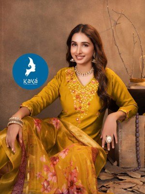 Kaya Kurti Alexa Silk Straight Kurti Set Vertical Silk Pants And Soft Digital Print Organza Dupatta Wholesale kurtis catalogs
