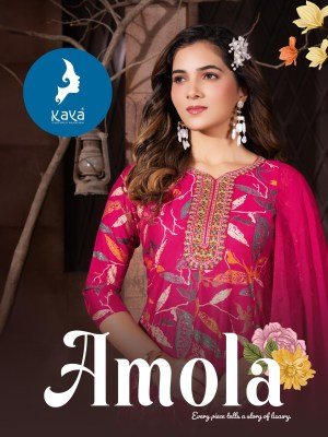 Kaya Kurti Amola Designer Anarkali Suit  Vertical Foil Print Bottom with Chanderi Sequin Dupatta Wholesale kurtis catalogs
