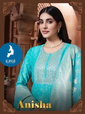 Kaya Kurti Anisha 3 Piece Straight Cut Set Chanderi Jacquard Top Bottom And Dupatta Wholesale kurtis catalogs