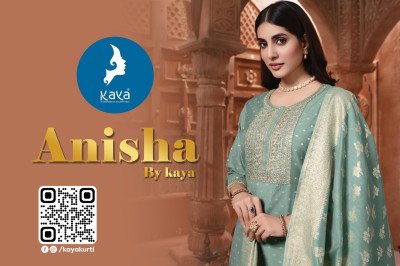 Kaya Kurti Anisha 3 Piece Straight Cut Set Chanderi Jacquard Top Bottom And Dupatta Wholesale kurtis catalogs