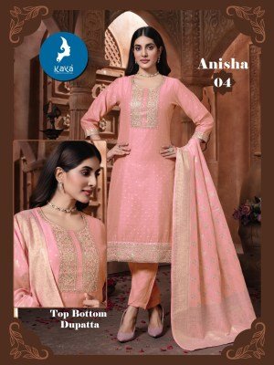 Kaya Kurti Anisha 3 Piece Straight Cut Set Chanderi Jacquard Top Bottom And Dupatta Wholesale kurtis catalogs