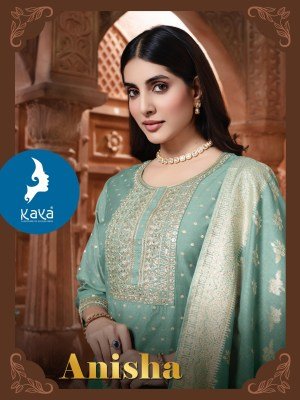 Kaya Kurti Anisha 3 Piece Straight Cut Set Chanderi Jacquard Top Bottom And Dupatta Wholesale kurtis catalogs