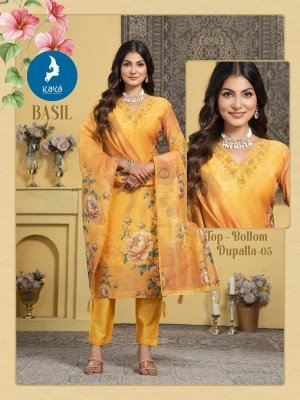 Kaya Kurti Basil Straight Cut Chanderi Digital Print Suit Set with Jari Butti Bottom And Dupatta Wholesale kurtis catalogs