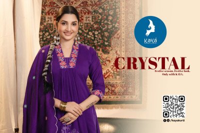 Kaya Kurti Crystal 3 Piece Anarkali Mul Chanderi Top Roman Bottom and Chanderi Dupatta Wholesale Product kurtis catalogs