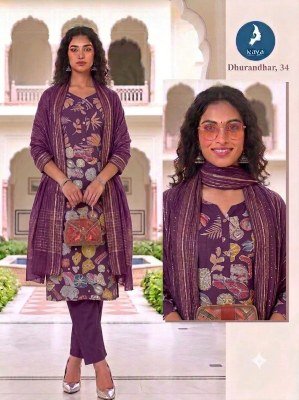 Kaya Kurti Dhurandhar Straight Cut Kurti Pant with Dupatta 