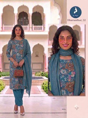 Kaya Kurti Dhurandhar Straight Cut Kurti Pant with Dupatta Size wise Combo Set