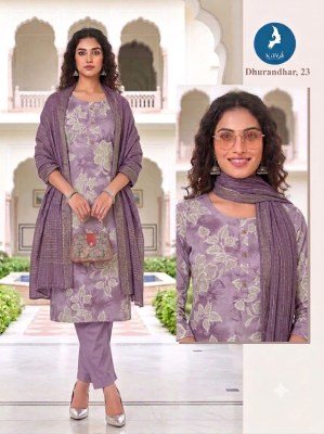 Kaya Kurti Dhurandhar Straight Cut Kurti Pant with Dupatta Size wise Combo Set