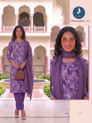 Kaya Kurti Dhurandhar Straight Cut Kurti Pant with Dupatta Size wise Combo Set