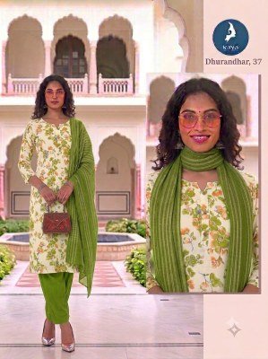 Kaya Kurti Dhurandhar Straight Cut Kurti Pant with Dupatta Size wise Combo Set