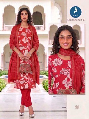 Kaya Kurti Dhurandhar Straight Cut Kurti Pant with Dupatta Size wise Combo Set