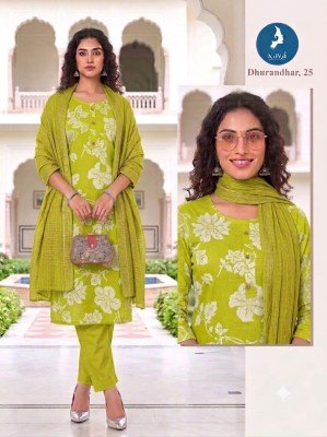 Kaya Kurti Dhurandhar Straight Cut Kurti Pant with Dupatta Size wise Combo Set