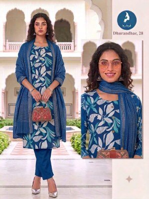 Kaya Kurti Dhurandhar Straight Cut Kurti Pant with Dupatta Size wise Combo Set