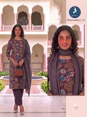 Kaya Kurti Dhurandhar Straight Cut Kurti Pant with Dupatta Size wise Combo Set