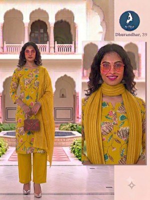 Kaya Kurti Dhurandhar Straight Cut Kurti Pant with Dupatta Size wise Combo Set