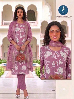 Kaya Kurti Dhurandhar Straight Cut Kurti Pant with Dupatta Size wise Combo Set