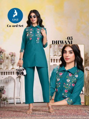 Kaya Kurti Dhwani 2 Piece Co ord Set Roman Fabric Top And Bottom Ethnic Wear Wholesale  kurtis catalogs