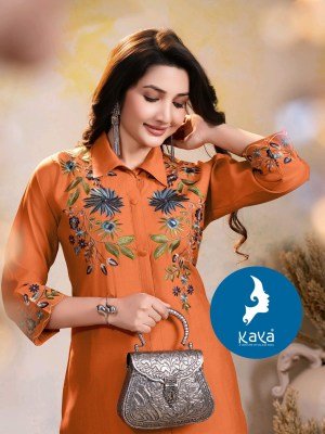 Kaya Kurti Dhwani 2 Piece Co-ord Kurti Catalogs Set Roman Silk Top And Bottom Wholesale kurtis catalogs