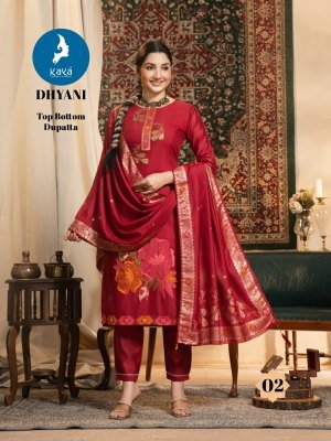 Kaya Kurti Dhyani 3 Piece Set Kurti Catalogs Chanderi Jacquard Top And Dupatta Wholesale kurtis catalogs