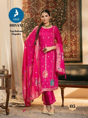 Kaya Kurti Dhyani 3 Piece Set Kurti Catalogs Chanderi Jacquard Top And Dupatta Wholesale kurtis catalogs