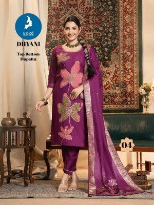 Kaya Kurti Dhyani 3 Piece Set Kurti Catalogs Chanderi Jacquard Top And Dupatta Wholesale kurtis catalogs