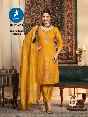 Kaya Kurti Dhyani 3 Piece Set Kurti Catalogs Chanderi Jacquard Top And Dupatta Wholesale kurtis catalogs