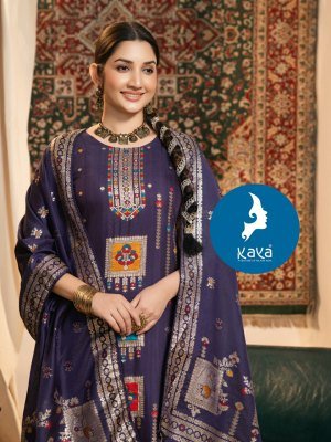 Kaya Kurti Dhyani 3 Piece Set Kurti Catalogs Chanderi Jacquard Top And Dupatta Wholesale kurtis catalogs