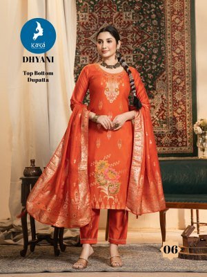 Kaya Kurti Dhyani 3 Piece Set Kurti Catalogs Chanderi Jacquard Top And Dupatta Wholesale kurtis catalogs