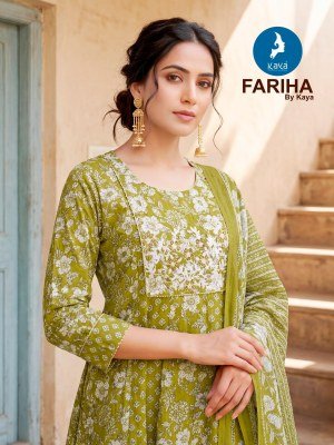 Kaya Kurti Fariha 3 Piece Cotton Anarkali Kurti Set with Dupatta (M–5XL) fancy Anarkali suit catalogs